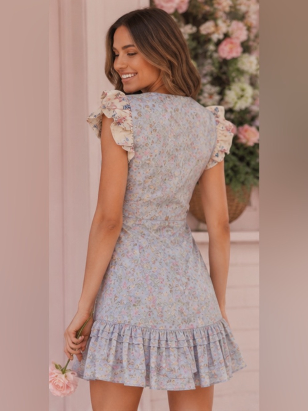 LoveShackFancy Arthur Mini Dress in Baby Blue Skies Size 2 Coquette Feminine - Picture 2 of 9